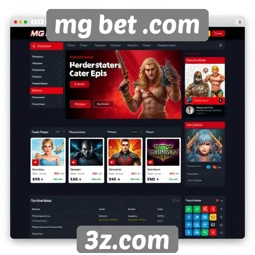 Interface do usuário do site mg bet